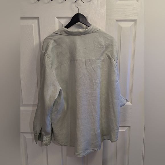 H&M Green Button Down Shirt Relaxed Fit - Picture 3 of 4